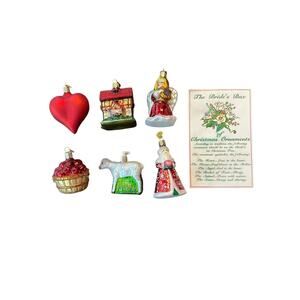 6 Vintage Old World Christmas Wedding Ornaments Set